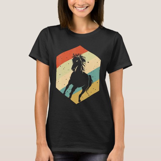 Dames Vintage Paard Liefde Ruiter T-shirt (Voorkant)