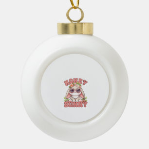 Dames Vintage Paas Honey Bunny Bloemen Konijn L Keramische Bal Ornament