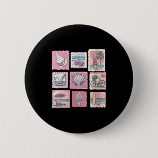 Dames vintage roze kust strand zomer vakantie ronde button 5,7 cm