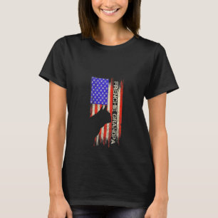 Dames Vintage Usa Vlag Franse Bulldog Grootvader F T-shirt