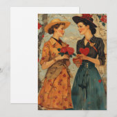 Dames Vintage Valentijnsdag Feestdagenkaart (Voorkant / Achterkant)