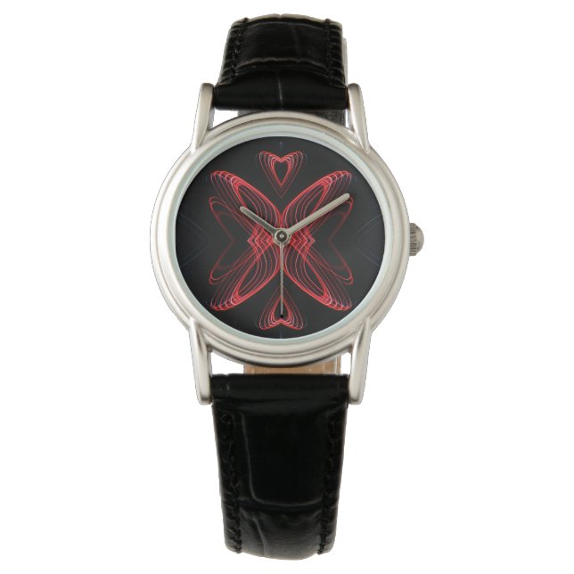 Dames Vlinder Hart Horloge (Voorkant)