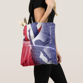 Dames volleybal rood wit blauw tote bag