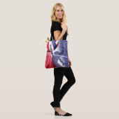 Dames volleybal rood wit blauw tote bag (Op model)