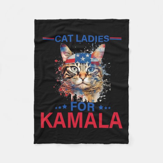 Dames voor Kamala Funny Cat 2024 President Kamala- Fleece Deken (Voorkant)