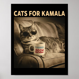 Dames voor Kamala Funny Cat 2024 President Kamala Poster