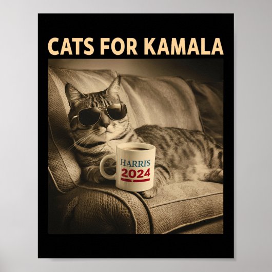Dames voor Kamala Funny Cat 2024 President Kamala Poster (Voorkant)