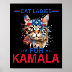 Dames voor Kamala Funny Cat 2024 President Kamala- Poster