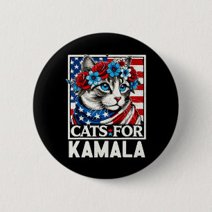 Dames voor Kamala Funny Cat 2024 President Kamala- Ronde Button 5,7 Cm