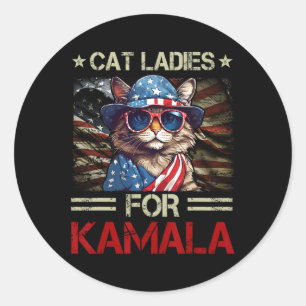 Dames voor Kamala Funny Cat 2024 President Kamala- Ronde Sticker