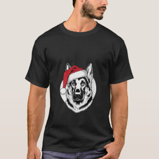 Dames vreugdevolle GSD Kerstman Hond op Duitse Her T-shirt