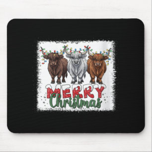 Dames Vrolijk Kerstmis Schotse Hoogland Koe Kerstm Muismat