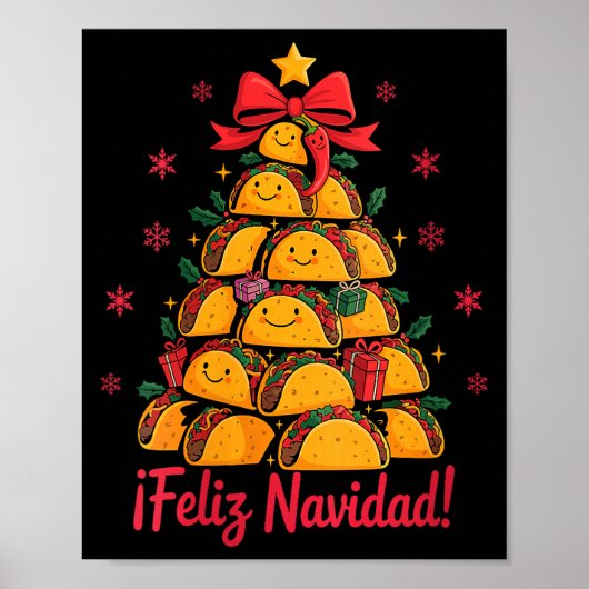 Dames Vrolijk Kerstmis Tacos Boom Feliz Navidad Me Poster (Voorkant)