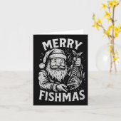 Dames vrolijk vismas retro kerstman vissen Kerstmi Kaart (Gele Bloem)