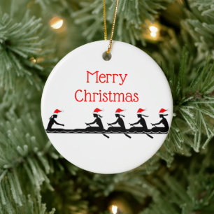Dames Vrouwen Kerstman Hoed Roeien Roeiers Bemanni Keramisch Ornament