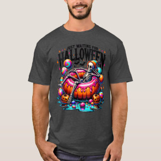 Dames wachten alleen maar op Halloween-skelet Spok T-shirt