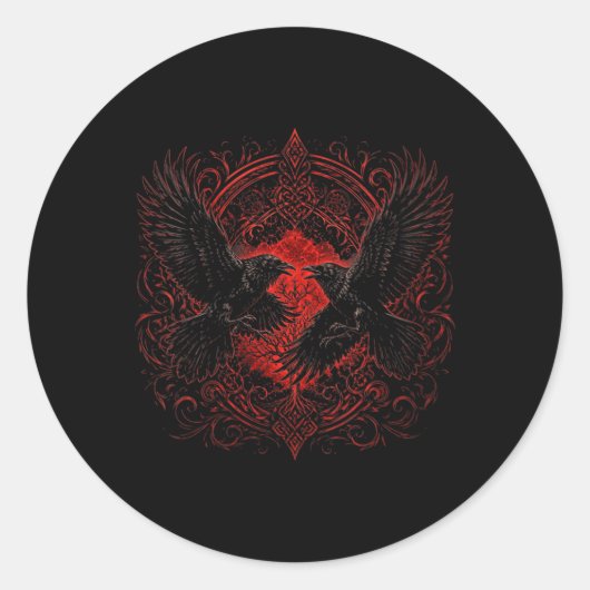 Dames Walhalla Raaf Ravens Odins Runen Noords Ronde Sticker (Voorkant)