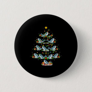 Dames Walvis Kerstboom Lichtjes Grappig Zee Animat Ronde Button 5,7 Cm