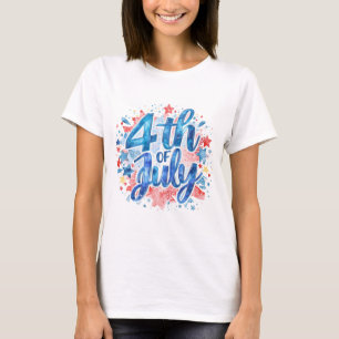 Dames watercolor 4 juli patriottisch T-shirt