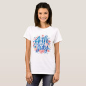 Dames watercolor 4 juli patriottisch T-shirt (Voorkant volledig)