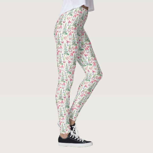 Dames Watercolor Kerstkabouter Leggings (Rechts)