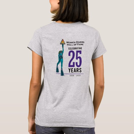 Dames WDHOF® 25e Jubileum t-shirt - grijs (Achterkant)