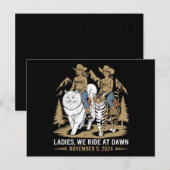 Dames We rijden bij Dawn Kamala Harris Walz Cat La Briefkaart (Voorkant / Achterkant)