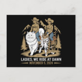 Dames We rijden bij Dawn Kamala Harris Walz Cat La Briefkaart (Voorkant)