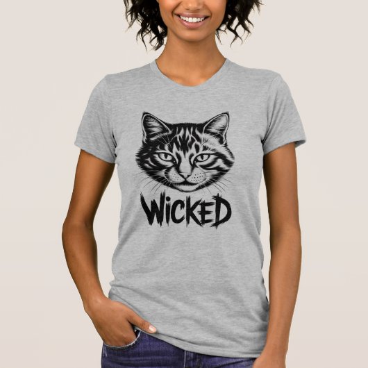 Dames “Wicked” Kat T-Shirt – Cute & Edgy Grafisch (Voorkant)