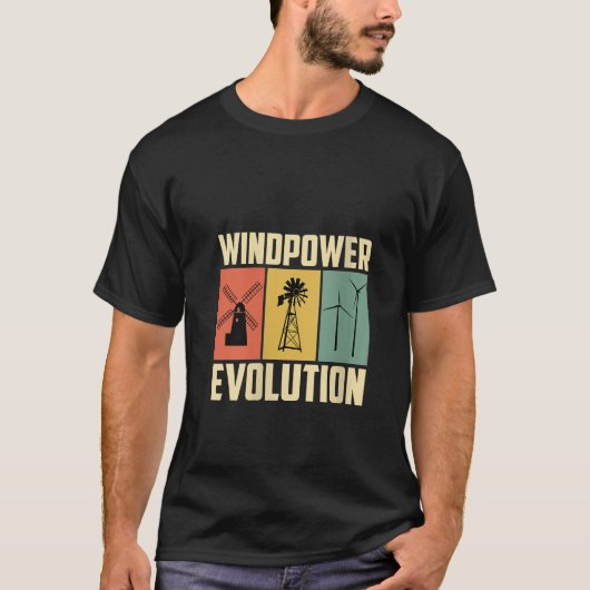 Dames WIND POWER EVOLUTION Retro Grappige Groene E T-shirt (Voorkant)