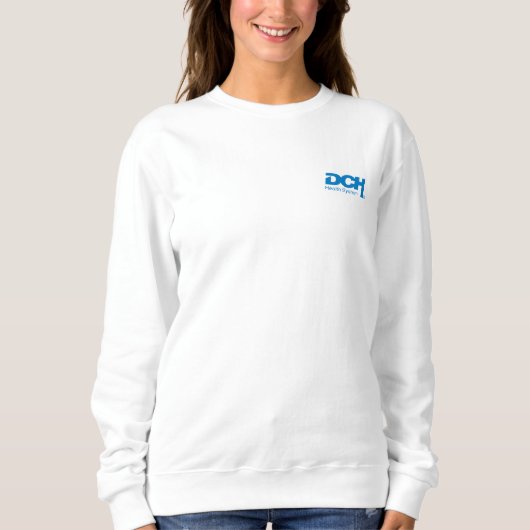 Dames - Wit - Sweater - DCH Blauw Logo (Voorkant)