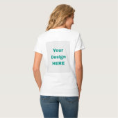 Dames wit V-hals T-shirt (Achterkant volledig)