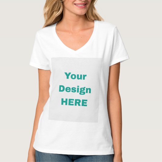 Dames wit V-hals T-shirt (Voorkant)