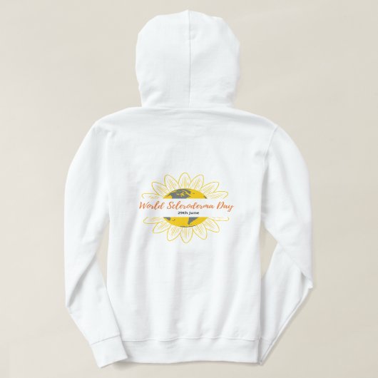 Dames witte capuchon - Wereld Scleroderma Dag Hoodie (Design achterkant)