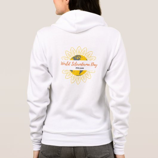 Dames Witte Full Zip Hoodie - Wereld Scleroderma (Achterkant)