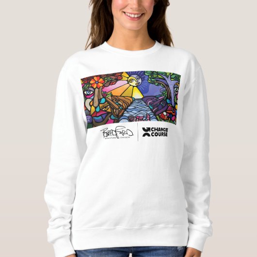 Dames Witte Muurschildering Crew Nek Sweatshirt (Voorkant)