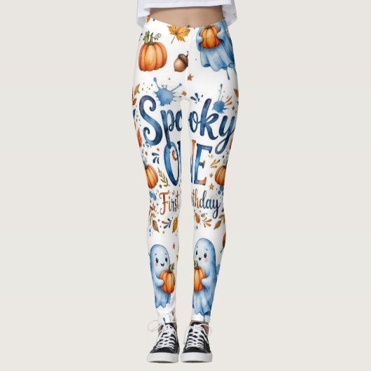 Dames witte Spooky ONE Geest Leggings (Voorkant)