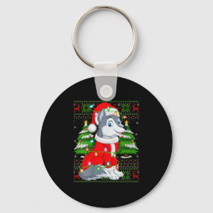 Dames Wolf Kerstlichten Kerstman Kostuum Lelijke X Sleutelhanger