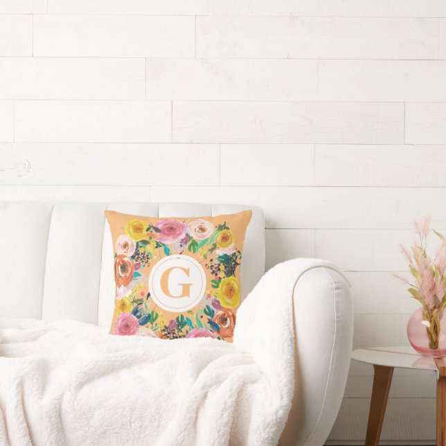 Dames Womens Letter Floral Wreathion Pillow Kussen (Bank)