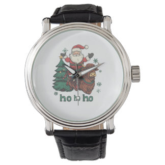 Dames Xmas Boomverlichting Kerstman rijdt op Schot Horloge