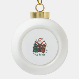 Dames Xmas Boomverlichting Kerstman rijdt op Schot Keramische Bal Ornament