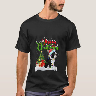 Dames Xmas Verlichting Matching Kerstman Boston Te T-shirt