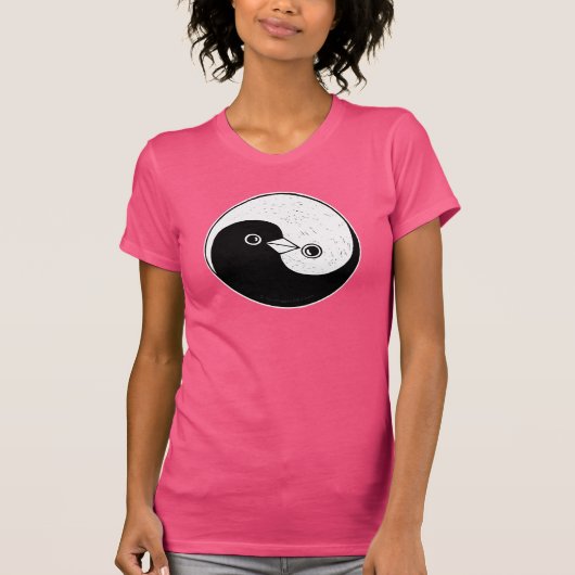 Dames Yin Yang vredesduiven uitgerust T shirt (Voorkant)