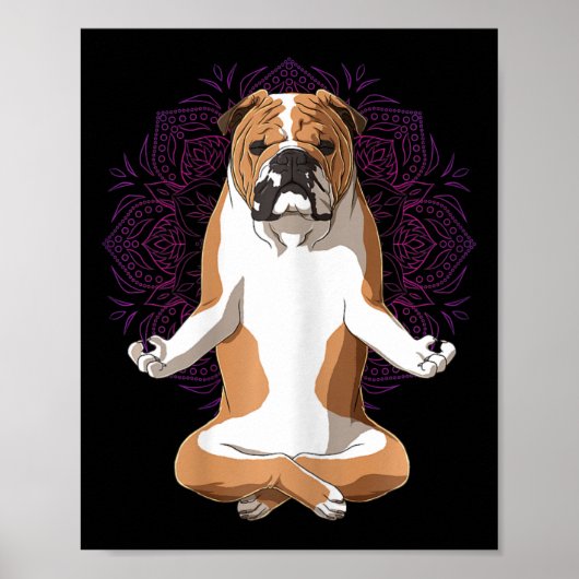 Dames Yoga Hond Engelse Bulldog  Poster (Voorkant)