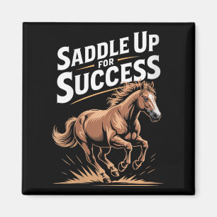 Dames Zadel Op Voor Succes Motiverend Paard Ri Magneet