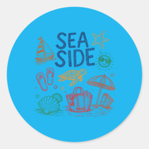 Dames Zeekant Zomer Vibes Strandvakantie Ronde Sticker