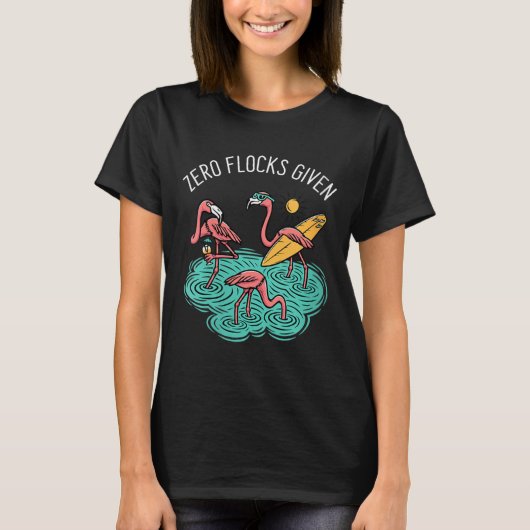Dames Zero kuddes Gegeven Grappig Strand Flamingo T-shirt (Voorkant)