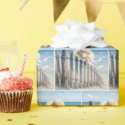 Dames zomer strohoed in zeewind cadeaupapier (Verjaardagsfeest)