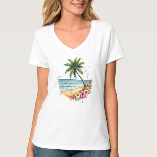 Dames Zomer Vibes Strand T-shirt (Voorkant)