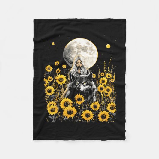 Dames zonnebloem designer  fleece deken (Voorkant)